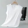 Chaleco de Algodón Modal Seda de Hielo para Hombre Color Sólido Blanco Antibacteriano Antiácaros Fresco Secado Rápido Cuello en V Sin Mangas Camiseta Chaleco Deportivo