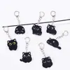 Novo Chaveiro de Gato de Desenho Animado 2D Transfronteiriço de Acrílico Fofo Pingente de Gato Preto para Mochila