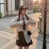 (Alta calidad) Camisa de Protección Solar de Manga Raglán a Rayas para Mujer, Primavera/Verano/Otoño/Invierno, Uniforme Holgado de Manga Larga