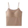 Camisola de seda de hielo de color sólido sin costuras para mujer, ropa interior ajustada, ropa exterior, parte superior e inferior, ropa interior adelgazante con almohadilla para el pecho