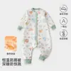 Saco de dormir para niños Otoño e Invierno Tres Capas Acolchado de Algodón Mono sin Costuras Bebé Algodón Puro Pijama Cálido Bebé Traje Anti-Pataleo para Gatear