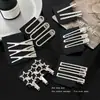 Pasador de Metal Plateado Hueco con Forma de Estrella, Pinza para Flequillo Lateral para Mujer, Pinza de Pato para Flequillo Frontal, Accesorio para el Cabello de Pasador Recto