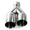 Saída de escape Y de camada única plana para carro, ponteira de escapamento de aço inoxidável de saída dupla, 63-89-260mm, ponteira de escapamento de saída dupla