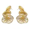 Pendientes de Joyería para Mujer con Corte de Girasol, Hoja de Ginkgo Metálica Estilo Vintage, Aguja de Plata 925, Regalo Versátil, Sencillos y Exquisitos