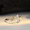 Estilo coreano simples S925 Sterling Silver Diamond Cross Ring Anel de dedo de estrela dividida de cor aberta feminina