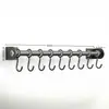 Estante de Almacenamiento para Cocina, Ganchos para Cocina, Barra con Ganchos Móviles, Barra Colgante sin Taladro, Soporte para Espátulas y Cucharas, Almacenamiento Montado en Pared
