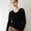 Suéter 100% cachemir puro para mujer, jersey sin costuras de cuello en V, capa base de punto, simple y versátil para usar en capas