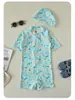 Traje de baño de una pieza para niños de 0 a 8 años, estampado oceánico, resistente al cloro, alta elasticidad, traje de baño para bebé, traje de baño para aguas termales, admite personalización