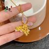 Estilo Livro Vermelho Pequeno Pingente de Borboleta Dourada Cintilante com Filigrana Banhado a Ouro Acessório DIY para Colar Joias Novo Estilo Chinês