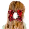 Pinza de pelo con lazo grande de Navidad para niños europeos y americanos, pinza de bola de pelo con lazo grande a cuadros para niña, pinza con elemento navideño