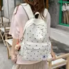 Mochila Escolar INS Japonesa Fofa de Bolinhas para Meninas, Estilo Academia, Mochila Simples e Versátil, Alta Aparência, Mochila Casual para Viagem