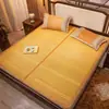 Esterilla de Bambú Verano Esterilla de Seda de Hielo Dormitorio Estudiantil Esterilla Individual de Paja Verano Plegable Doble Uso Invierno y Verano Doble Cara