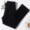 Jeans Cigarrillo de Terciopelo Negro para Mujer Otoño e Invierno 2024 Cintura Alta Versátil Look Adelgazante Stretch Exterior Pantalones Rectos para Mujer