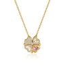 Colar S925 feminino de prata esterlina com diamantes e quatro folhas de flores, estilo Mori, com design de duas peças, corrente de clavícula