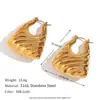 Moda Transfronteriza Europea y Americana Nicho Retro Patrón de Serpiente Clip para Oreja Acero Inoxidable Chapado en Oro de 18K Geométrico Sarga Pétalo Pendientes para Mujer