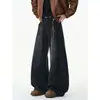 Jeans de mezclilla para hombre, diseño holgado, pierna curva, desgastados, marca de moda, retro, sub nuevo, pierna ancha, pantalones largos, sensación de patchwork, americano