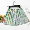 Pijama de Algodão e Seda de Comércio Exterior Novo de Verão Calça Feminina Fina Confortável Solta plus size Calça de Perna Larga Shorts de Algodão Wall Desenho Animado