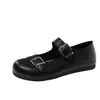 Sapatos Rasos Redondos Prateados Estilo Retro para Mulheres Outono 2026 Novo Estilo com Saias Sapatos Pequenos de Couro Estilo Ballet Francês Mary Jane