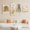 Pintura Decorativa Estilo Crema para Sala de Estar Mural Moderno Sencillo para Fondo de Sofá Textura Floral