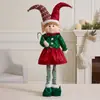 Novos enfeites de Natal para pendurar: enfeites de elfo com lantejoulas vermelhas e verdes, pose em pé, bonecos de Natal extensíveis, presentes de Natal