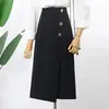 Saia Nova Estilo Primavera e Verão Design Sense Feminino Saia Evasê para o Trabalho Emagrecedora Cintura Alta Comprimento Médio Cobrindo Acima do Joelho Saia Sobreposta Feminina