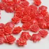 Laca Color Coral Polvo para Tallado Compactado Polvo de Concha Estéreo Flor Prensada Agujero Recto Flor de Rosa con Perlas Accesorios para Joyería DIY