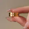 Rueda de la Fortuna Nuevo Anillo de Acero Inoxidable Diamante Trébol de Cuatro Hojas Estilo Ins Europeo y Americano Simple y Versátil Anillo que No se Desvanece para Mujeres