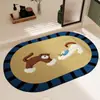 Alfombra de Baño de Dibujos Animados Tejida de Lino Entrada al Baño Absorbente de Agua Secado Rápido Felpudo Ducha Antideslizante Resistente a la Suciedad Alfombra