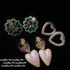 Pendientes de flor de esmeralda Mojito, pendientes de circón con forma de corazón de nácar Nanyang de la Sirena Ji