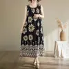 Nuevo vestido largo sin mangas de estilo resort costero con fruncido en la cintura para mujer, talla grande, adelgazante, para mujeres de talla grande, vestido largo con tiras para la playa