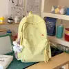 Mochila de estudante com bordado de laço mochila casual leve mochila de campus fresh girlish para ir ao trabalho esquema de cores macaron