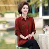 Camisas de Algodón y Seda de Verano para Mujeres de Mediana Edad y Mayores, Tops de Talla Grande para Primavera y Otoño de Madres Mayores, Ropa para Abuelas, Camisas de Manga Larga para Esposas