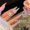 Pendientes de flor blanca con diamante brillante y exquisita aguja de plata pura S999 para mujer, lujo ligero, alta gama, joyería para orejas deslumbrantemente hermosa y única