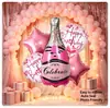 Balão Metalizado Garrafa de Champanhe Rosa, Adereço para Cabine de Fotos de Festa de Aniversário de Princesa, Decorações com Atmosfera Feminina