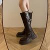 Botas Altas Plegables de Dos Usos con Hebilla para Mujer 2025 Otoño e Invierno Nuevas Botas de Moda de Caña Media con Suela Gruesa Tendencia
