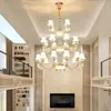 Sala de estar de estilo doble Lámpara de araña de estilo europeo 2023 nueva hueca de lujo de alta gama hotel villa lámparas de escalera