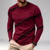 Camiseta Casual Holgada de Manga Larga con Cuello Redondo para Hombre Transpirable Ligeramente Elástica Top Cómodo para Verano Uso Diario Deportes y Salir