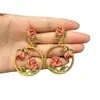 Pendientes de aro rosa estilo francés de lujo ligero, pendientes de flor de moda, gentiles y elegantes para mujer