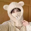 Gorro de Invierno Peludo para Mujer con Calentador de Cuello y Máscara, Lindo para Fotos, Forrado de Felpa, Cálido, Cortavientos, Resistente al Frío, Popular para Ciclismo