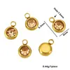 Colgante de Piedra de Nacimiento y Piedra de la Suerte de Acero Inoxidable con Incrustación de Diamante Anillo Plano Soldado Accesorios de Joyería para Collar Pulsera DIY
