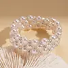 Pulsera Geométrica de Perlas de Múltiples Capas Transfronteriza Europea y Americana con Diamantes, Lujo Ligero y Sensación de Alta Gama, Joyería de Mano de Moda y Versátil para Mujeres
