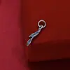 Colgante de pluma y hoja de plata pura S925, charm de capullo de flor pequeño, accesorios para pulsera de cordón trenzado hecho a mano DIY al por mayor