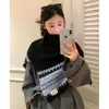 Bufanda Chal Tejido Jacquard Fair Isle Vintage para Mujer, Capa Cálida de Invierno para Superponer, Calentador de Cuello de Cuello Alto, Ropa de Abrigo