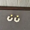 Pendientes Irregulares Trenzados Color Macarrón Moda Casual Lujo Ligero Pendientes Colgantes Forma de C Esmalte Glaseado Accesorios para Ropa