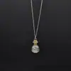Collar de Diente de León Estilo Bosque Botella Deseosa Cadena para Suéter Botella de Vidrio con Forma de Gota de Agua Estado de Ánimo de Vuelo de Noche de Verano Especimen de Planta