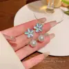 Pendientes de Perla con Flores Rosas Estilo Bosque, Frescos y Sencillos, para Mujer, Súper de Hada, Suaves y Elegantes, Accesorios de Oreja de Moda y Minimalistas