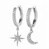 Pendientes Cao Shi Más Vendidos en Amazon Estilo Coreano Estrella de Ocho Puntas y Luna Pendientes para Mujer Zirconia Regalo de Cumpleaños Accesorios