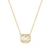 Nueva Cadena para Clavícula de Plata de Ley S925 con Diamante Cuadrado Geométrico Distintivo, Cadena Ligera de Lujo, Diseño Coreano de Nicho, Collar para Llevar