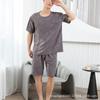 Pijamas de Algodón Seda para Hombre 2025 Nuevo Traje de Algodón Seda Manga Corta Verano Delgada Talla Grande Cuadros Ropa para el Hogar para Hombre