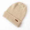 Chapéu de cashmere 100% cashmere puro 2023 outono e inverno novo um por um grosso sem costura quente chapéu de malha feminino
